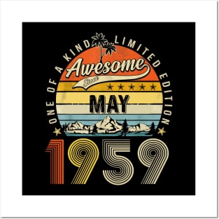 Awesome Since May 1959 Vintage 64th Birthday Posters and Art